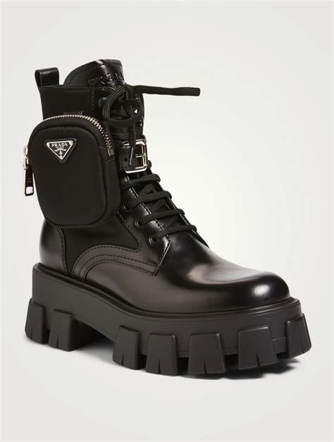 black prada boots women's|Prada black boots with pouch.